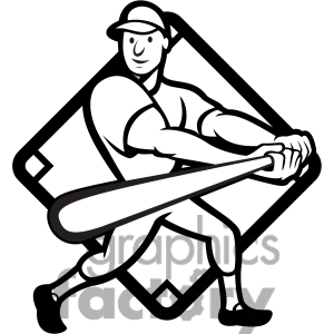 Low Clipart 1414789 Black And White Baseball Player Batting Side Low    