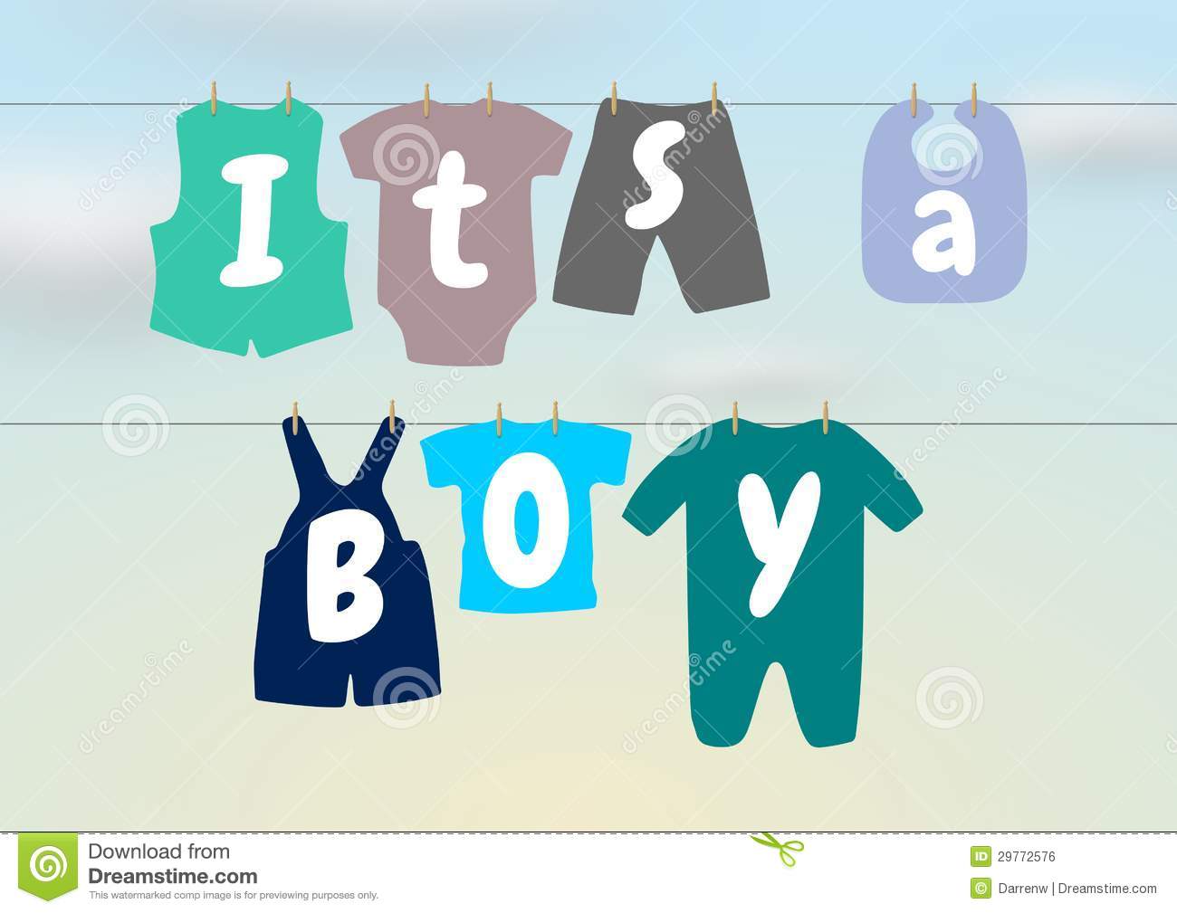 Of A Washing Line With Baby Clothes And Words Saying It S A Boy