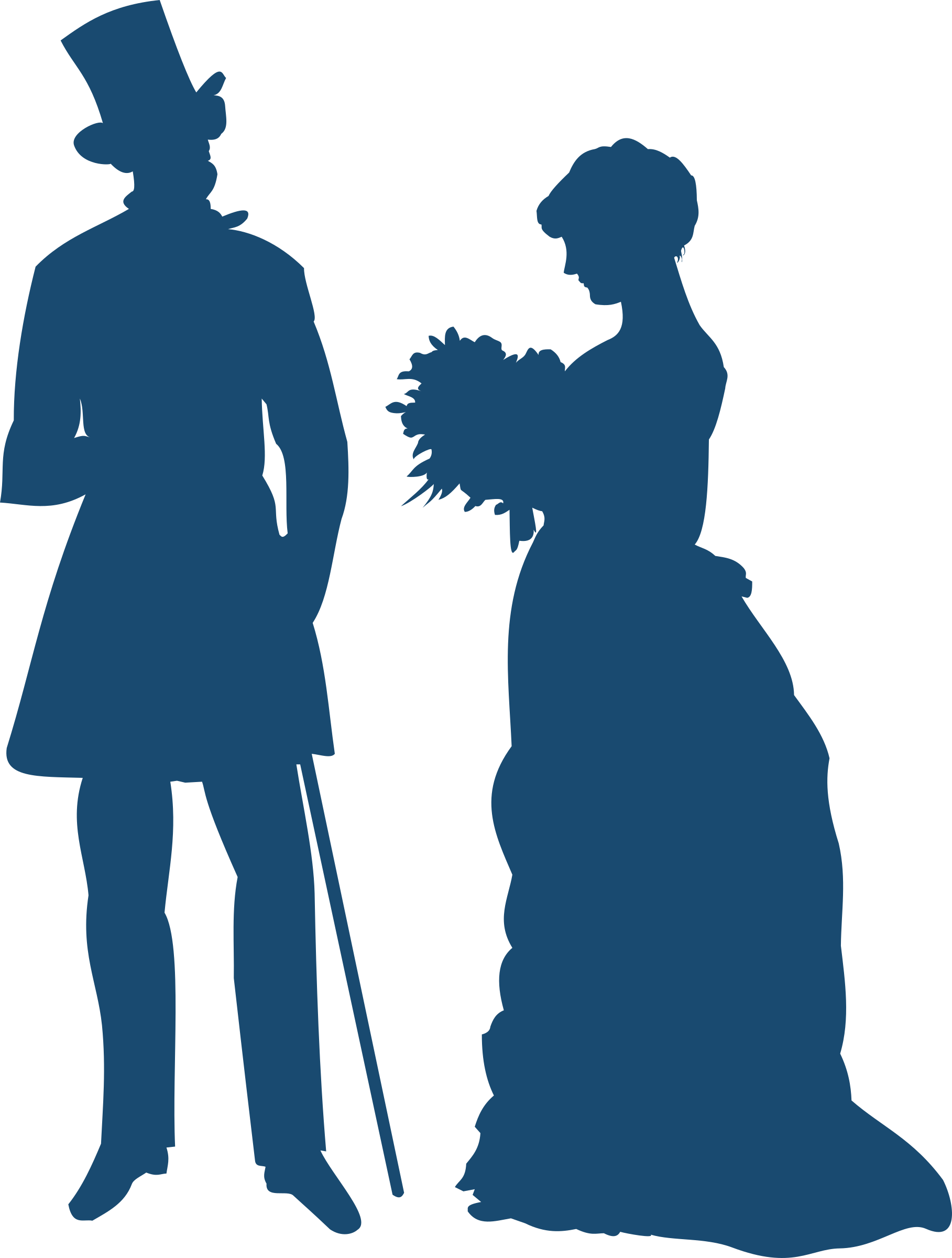 Old Couple Silhouette Old Fashioned Couple