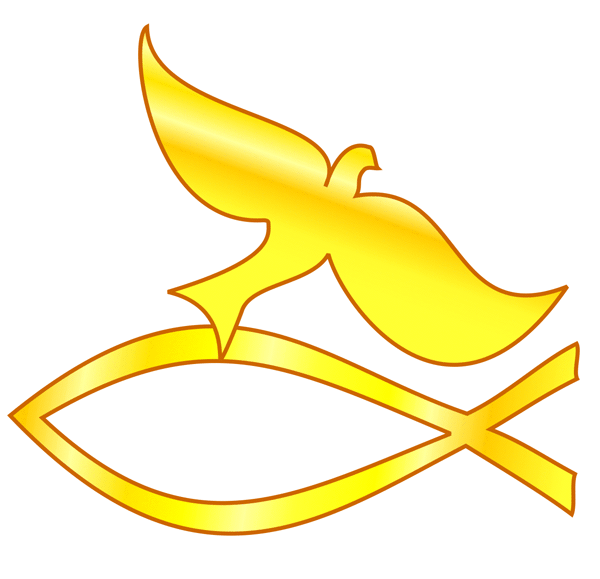 Original Christian Art  A Golden Dove And Fish Faith Symbol