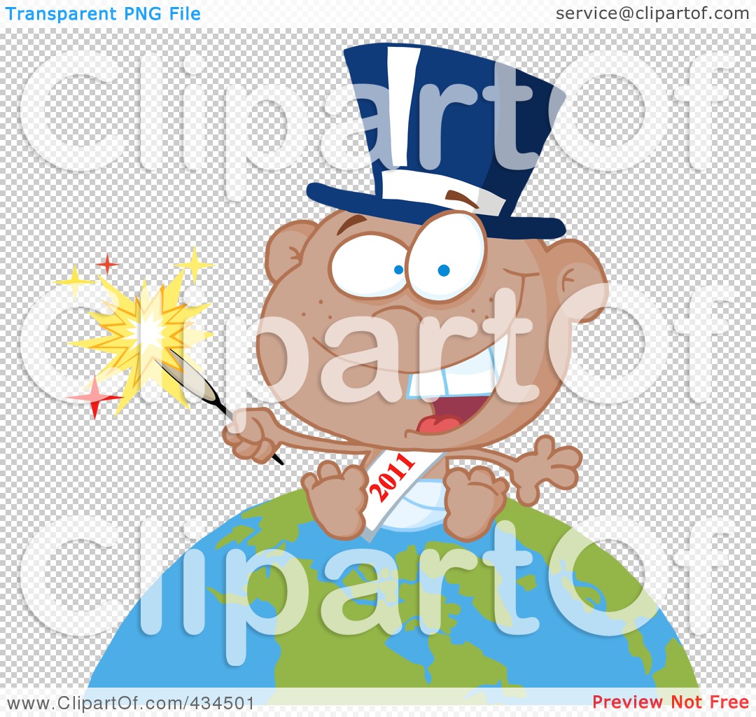 Royalty Free  Rf  Clipart Illustration Of A Black New Year Baby