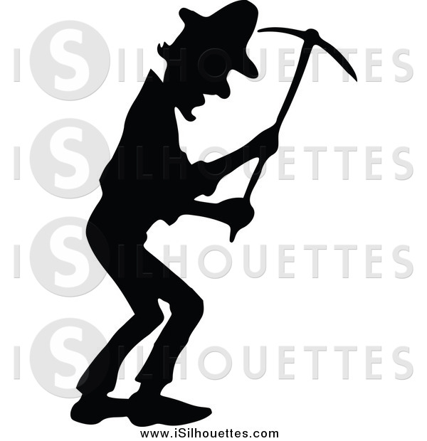 Silhouetted Farmer Using A Pickaxe Silhouette Clip Art Prawny Vintage