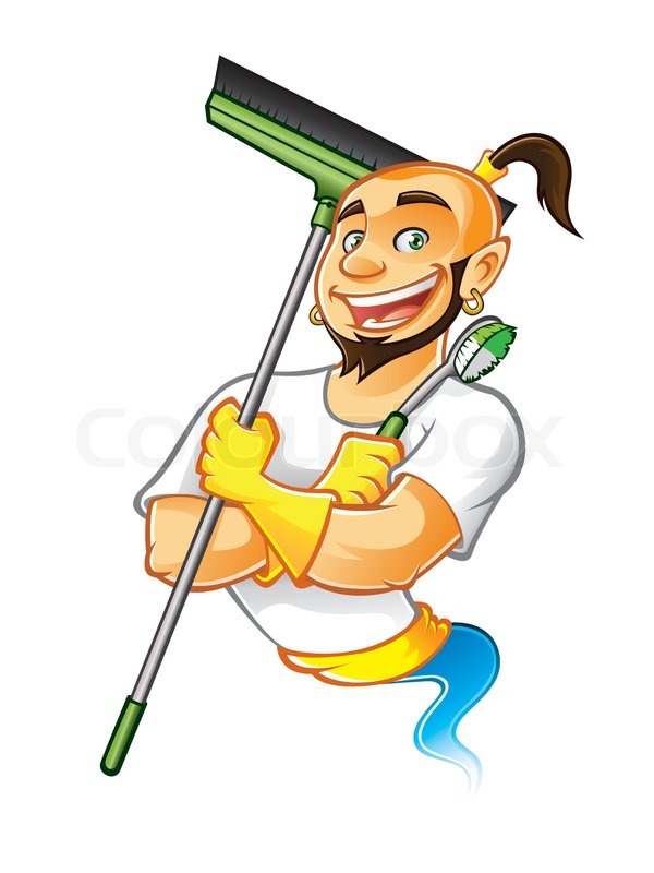 Stock Vector Of  Genie Male Were Carrying Brooms And Brushes To Clean