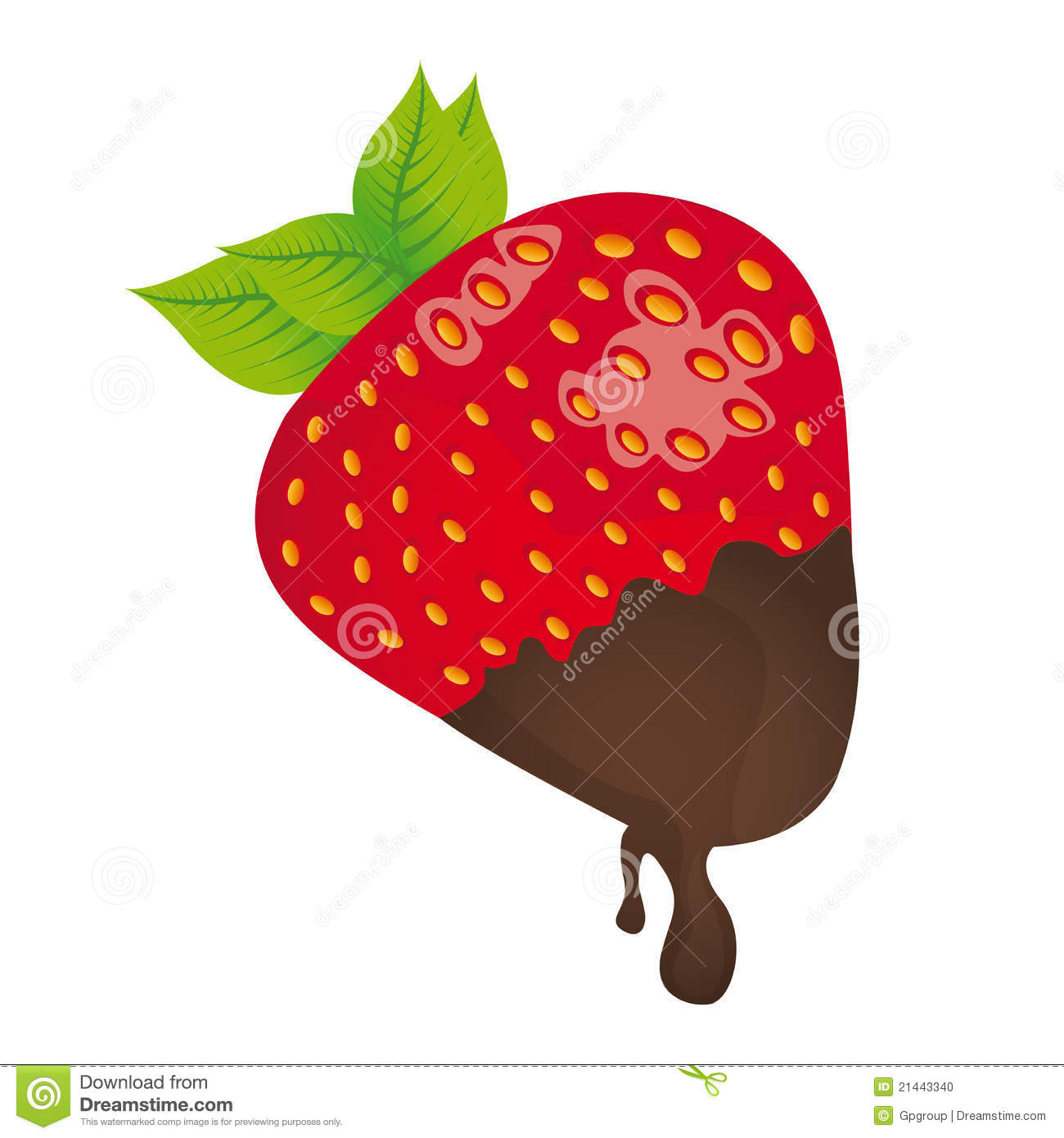 Strawberry With Chocolate Isolated Over White Background  Vector 