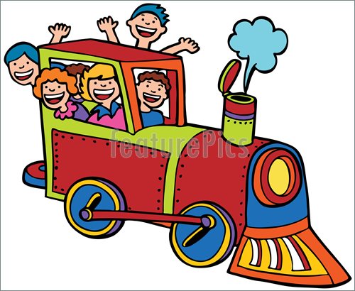 Train Ride Group Of Children Having Fun Riding In A No Clipart