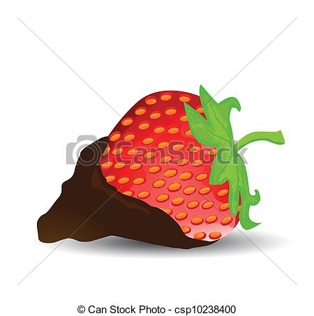 Vector Clipart Of Chocolate Dipped Strawberry   Vector Illustration