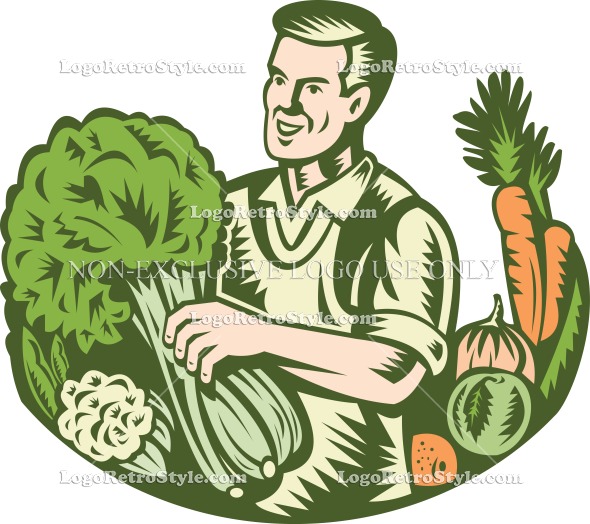 Vegetables Crop Farm Harvest Done In Retro Woodcut Style For Non
