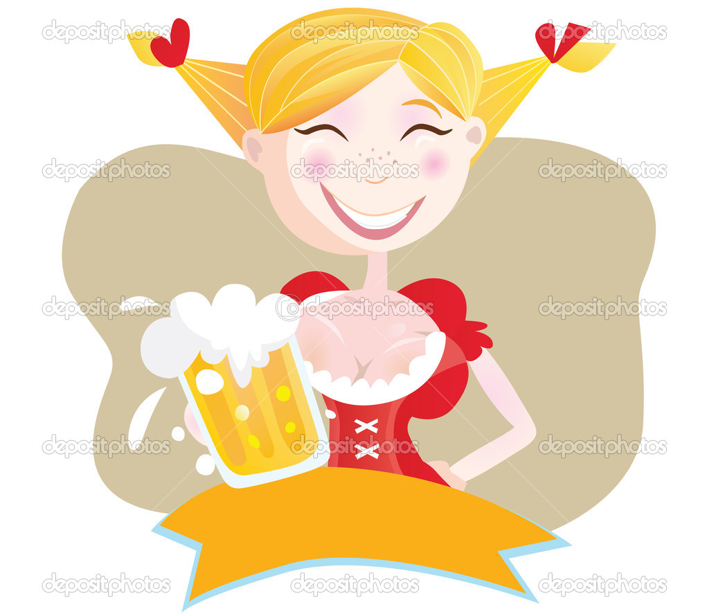 Woman Drinking Beer Clip Art
