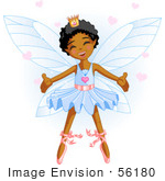 56180 Clip Art Of A Happy Dancing African American Ballerina Fairy    