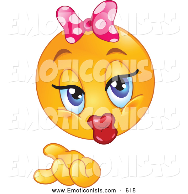 Clip Art Of A Cute Yellow Smiley Face Girl Blowing Kiss Clipart