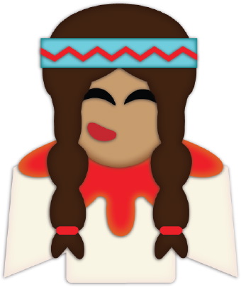 Clip Art Of A Native American Indian Girl With Long Braids And A