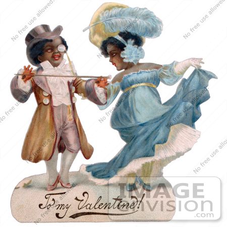 Clip Art Of A Vintage Valentine Of An African American Couple Dancing