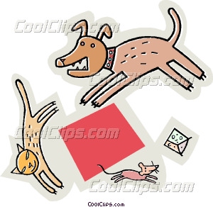 Dog Chasing A Cat Chasing A Mouse Vector Clip Art