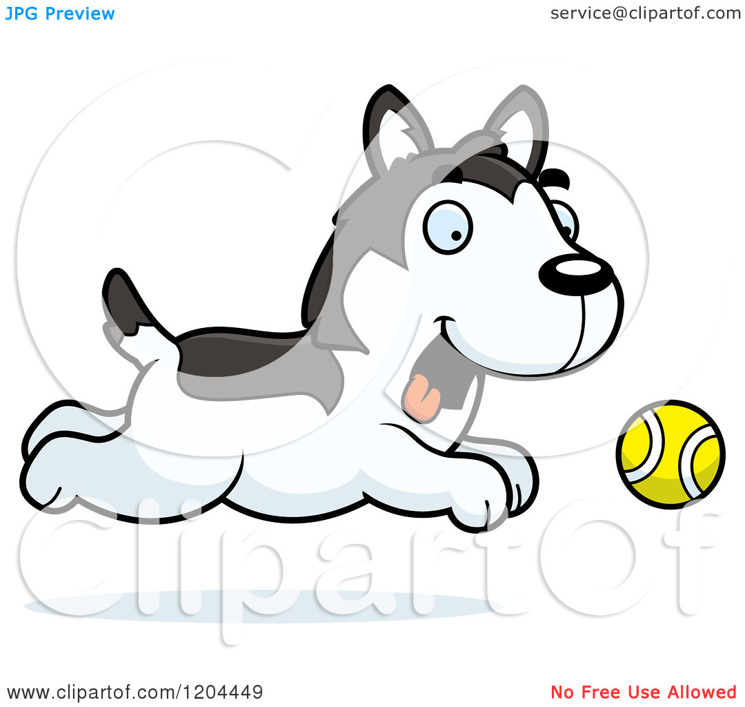 Dog Chasing Cat Clip Art Cartoon Of A Cute Husky Puppy Dog Chasing A