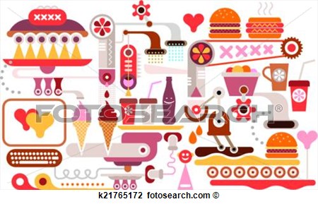 Fast Food Restaurant View Large Clip Art Graphic
