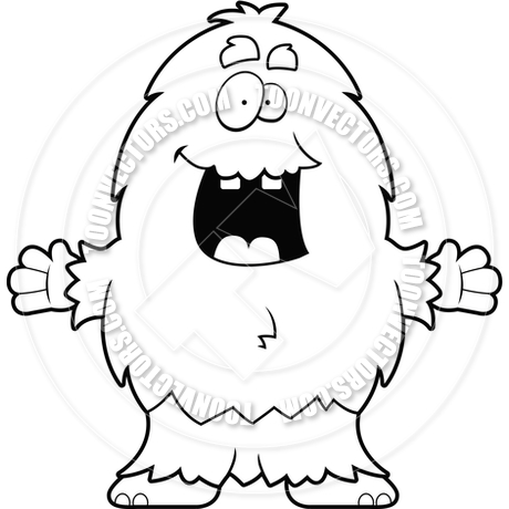Hairy Monster  Black And White Line Art  By Cory Thoman   Toon Vectors