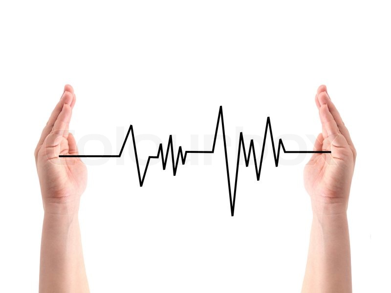 Heart Rate Line Between Two Hands   Stock Photo   Colourbox