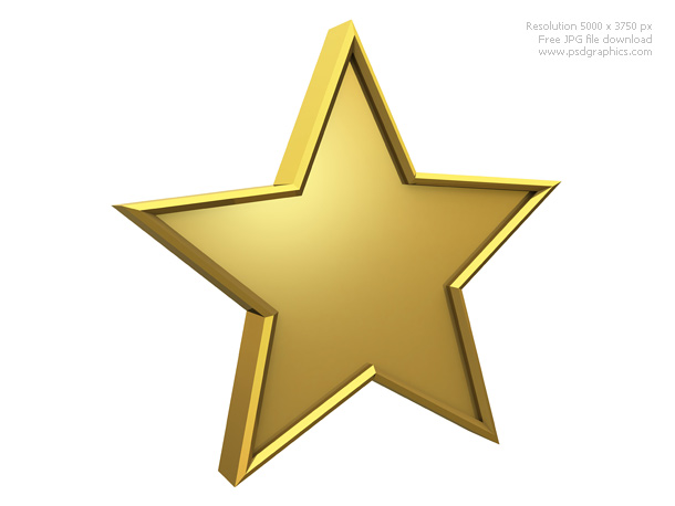 High Detailed Gold Star In Two Angles Rendered Object  Shiny Metal