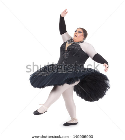 In A Fun Caricature Of A Female Ballet Dancer On White   Stock Photo
