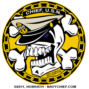Navychief Com  Clearance  4 Round Male Chief U S N  Skull Sticker