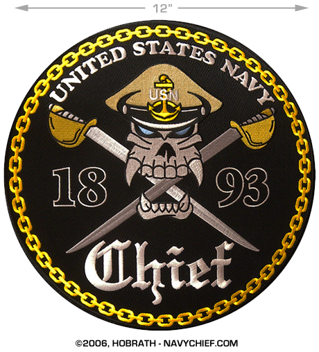 Navychief Com  Large 12 Cpo Skull W Crossed Cutlasses Patch