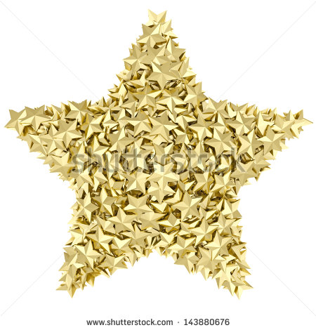     Of Small Golden Stars On White Background  High Resolution 3d Image