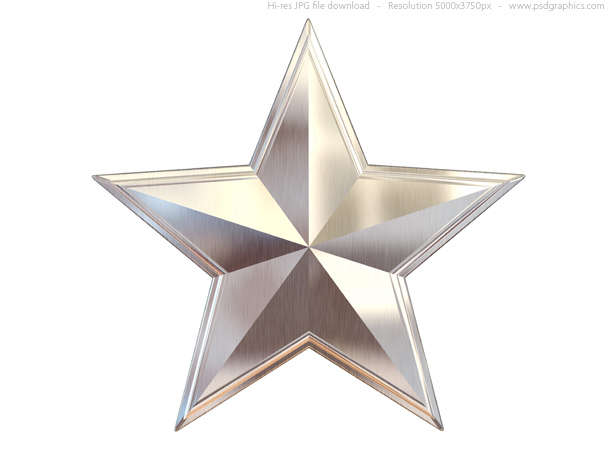 Photo Realistic Metal Stars In Gold Silver And Bronze Colors  Stars