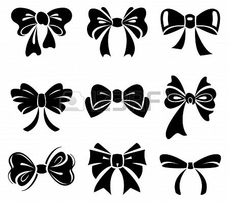 Set Of Bow Stock Photo   16200832   Clip Art Silhouette Collection