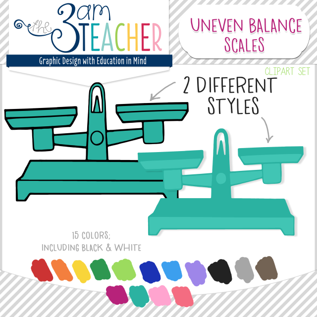 Uneven Balance Scales Digital Clipart Set      The 3am Teacher