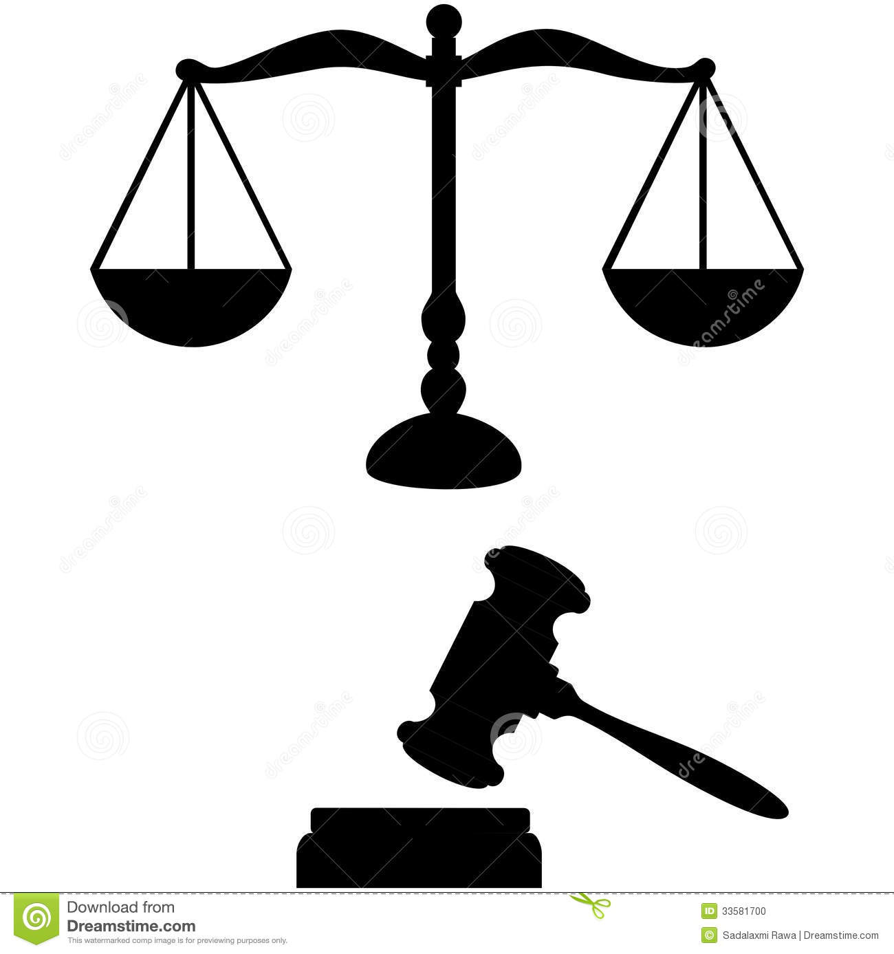 And Gavel Black Silhouette Symbols Isolated On A White Background