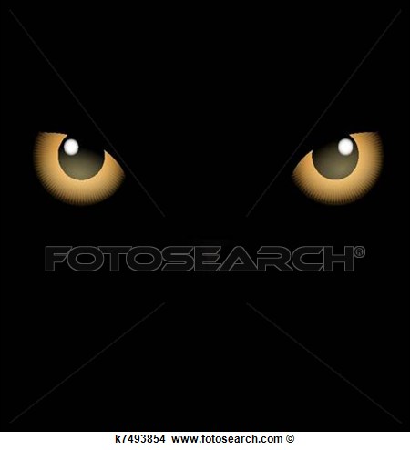 Black Background Yellow Eyes View Large Clip Art Graphic