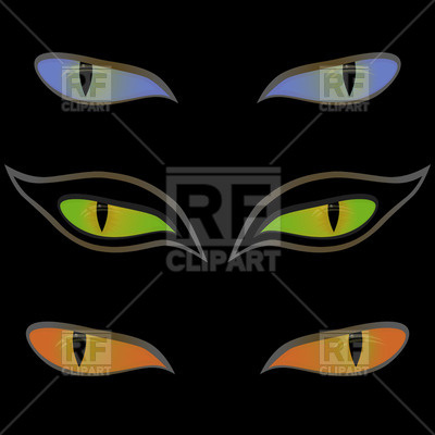 Cat Eyes On A Black Background   Gaze Download Royalty Free Vector    