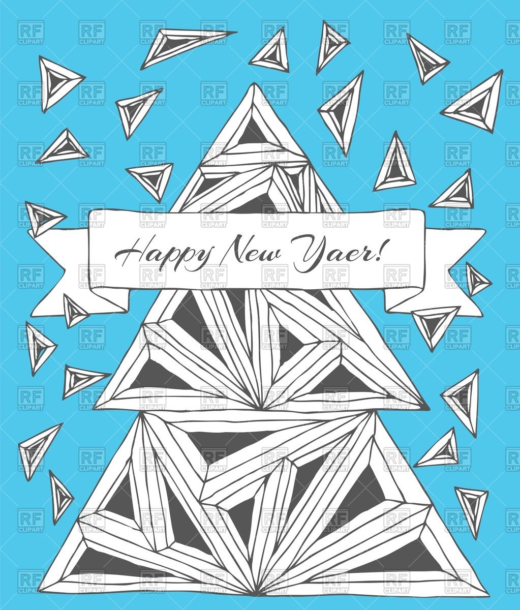 Christmas Tree Made By Hand Drawn Triangles With Banner Download