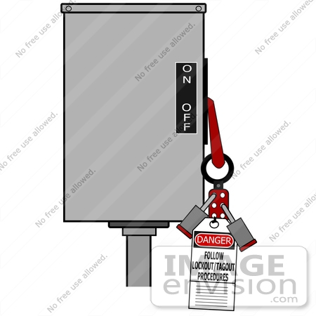 Clip Art Graphic Of A Folding Lockout Scissor Clamp Secured By Two