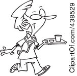 Clip Art Illustration Of A Cartoon Nurse Carrying A Tray Of Cafeteria