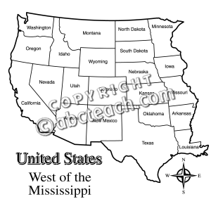 Clip Art  Us Map  Western States B W Labeled   Preview 1
