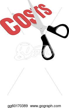 Clip Art Vector   Pair Of Scissors Cuts Business Expense Word Costs In