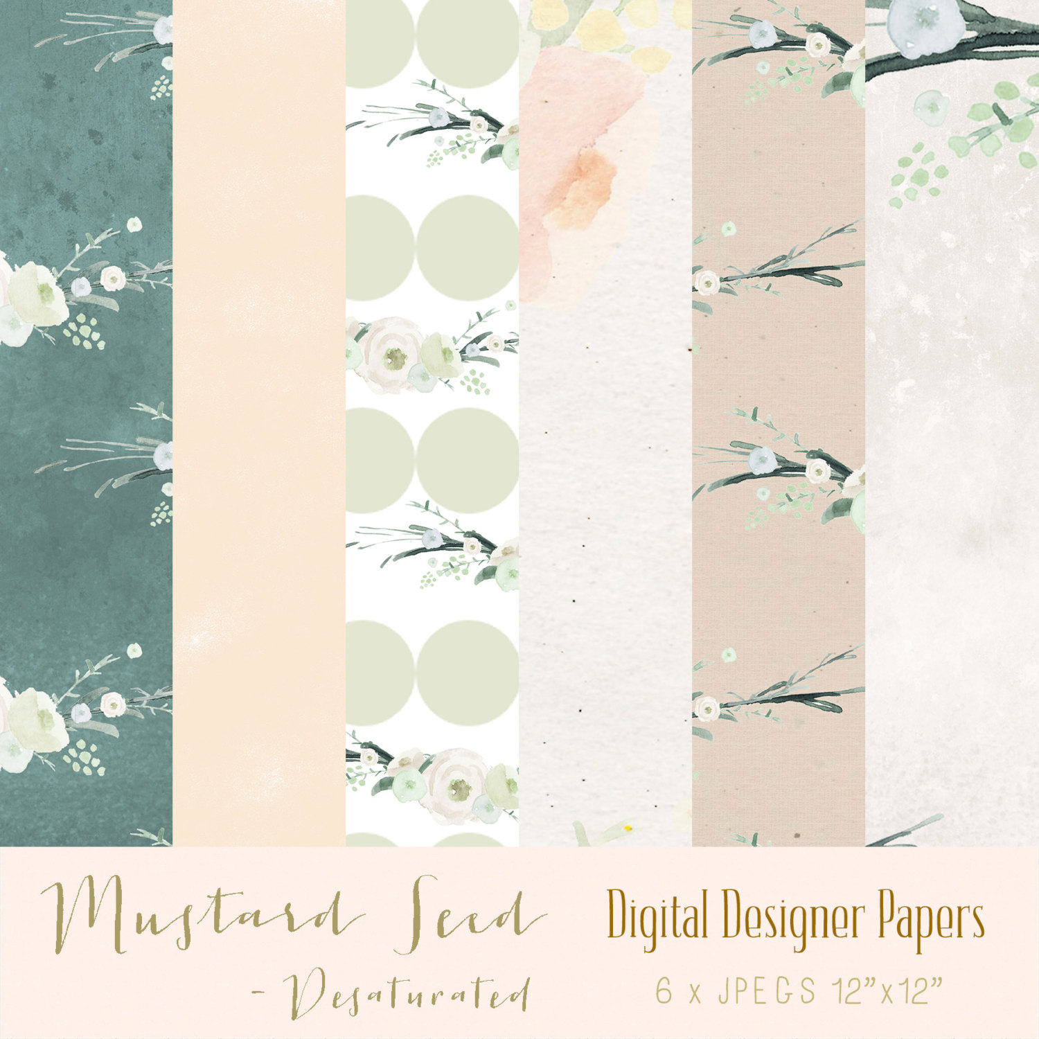 Digital Patterned Papers Mustard Seed Desaturated By Createthecut