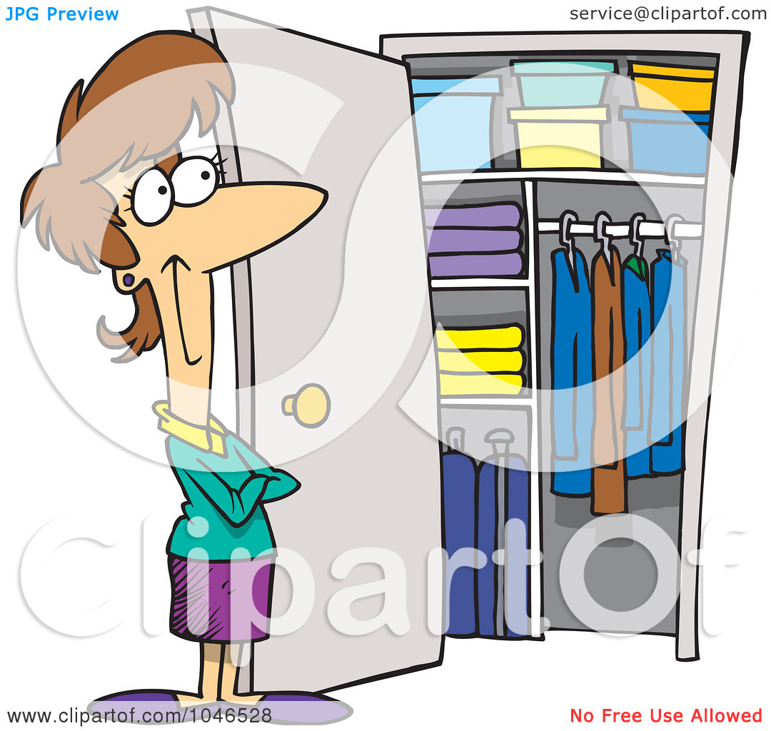 Free  Rf  Clip Art Illustration Of A Cartoon Woman With A Clean Closet