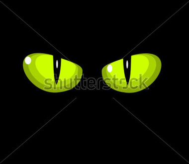 Green Wild Cat Eyes Over Black Background Stock Vector   Clipart Me