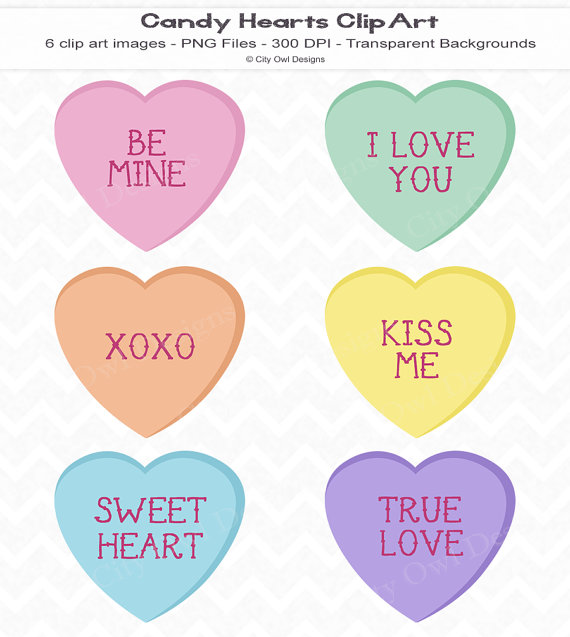Items Similar To Candy Hearts Clip Art Digital Scrapbooking Instant