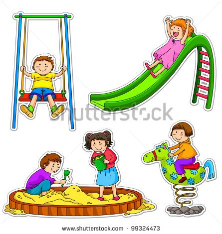 Kids At The Playground   Stock Vector