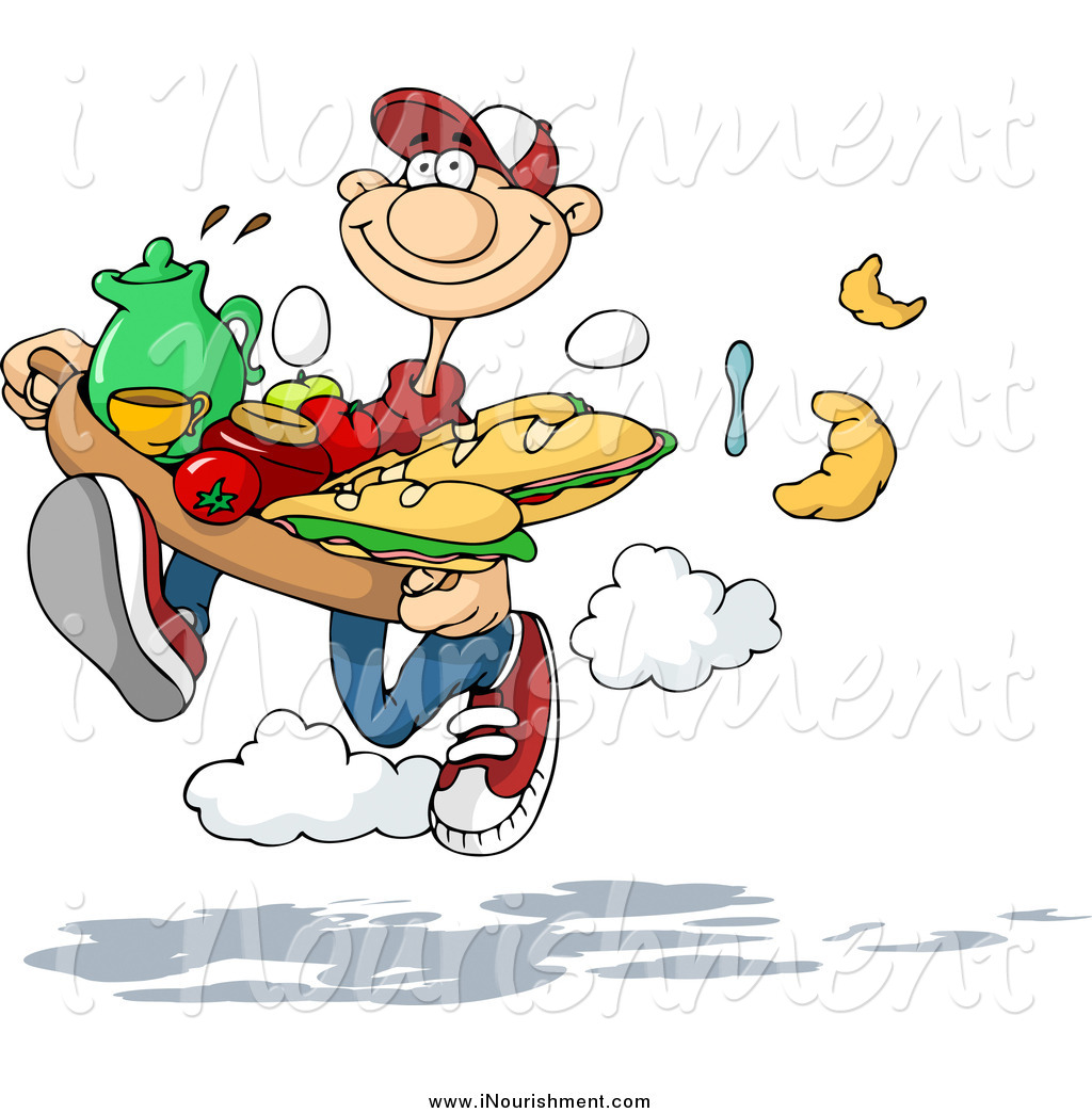 Larger Preview  Clipart Of A Caucasian Man Running With Food By Holger