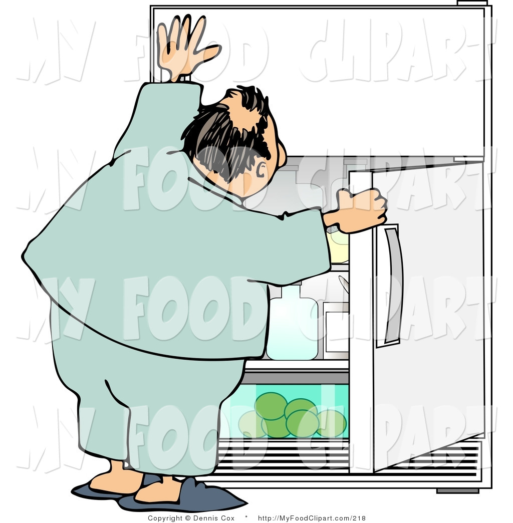 Larger Preview  Food Clip Art Of A Humorous Obese Man In Pajamas