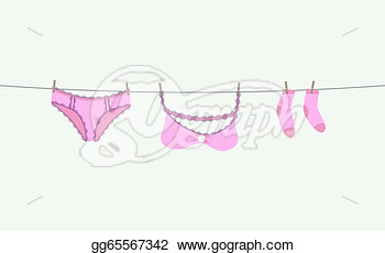 Lingerie On A Clothesline Fix By Pegs   Illustration  Clipart