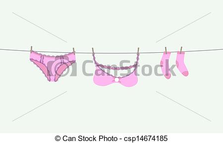 Lingerie On A Clothesline Fix By Pegs   Illustration   Csp14674185