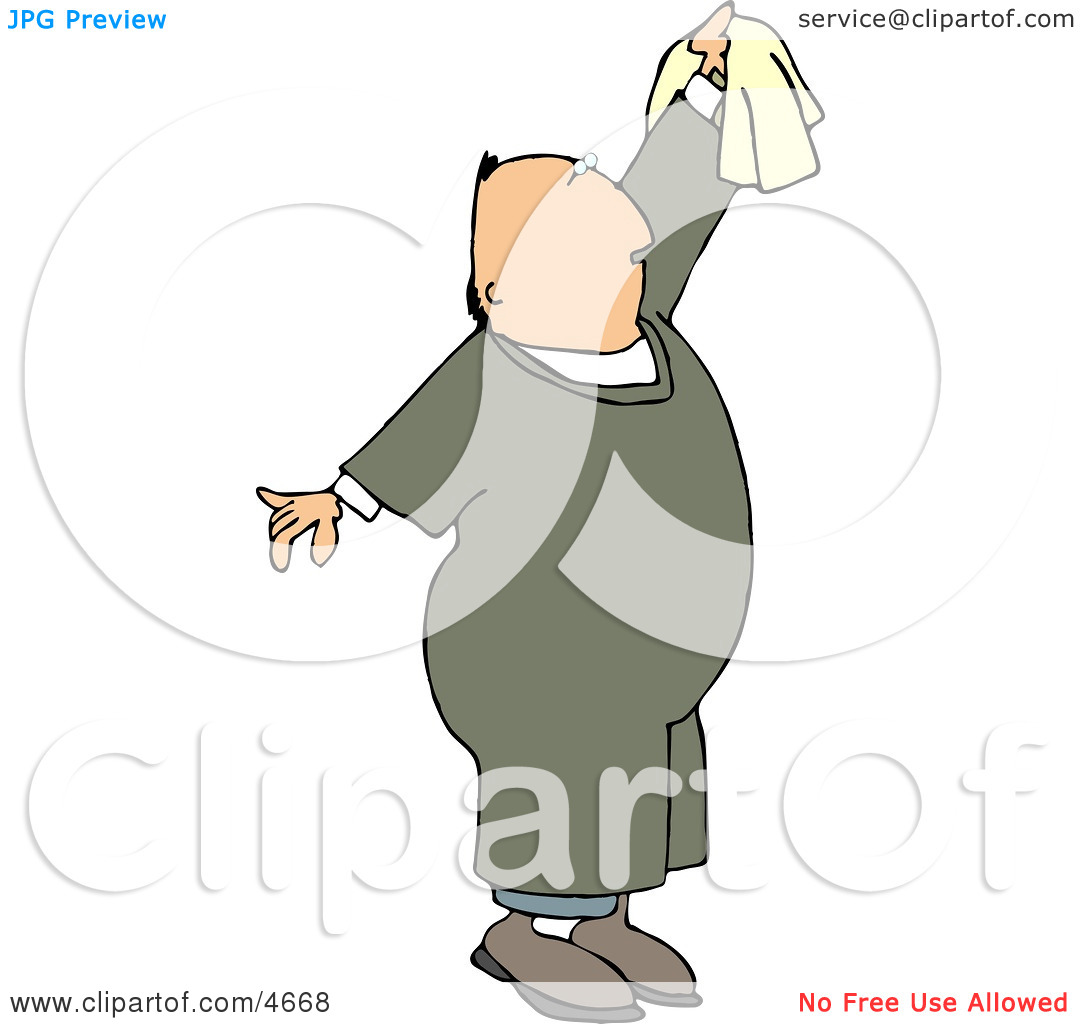 Man Reaching Up To Clean Something With A Cotton Rag Clipart By Djart