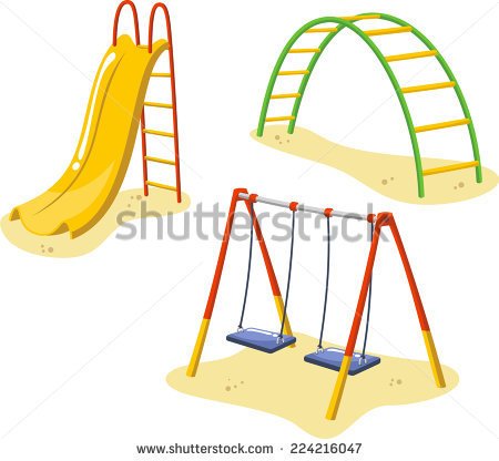 Park Playground Equipment Set For Children Playing Stations With    