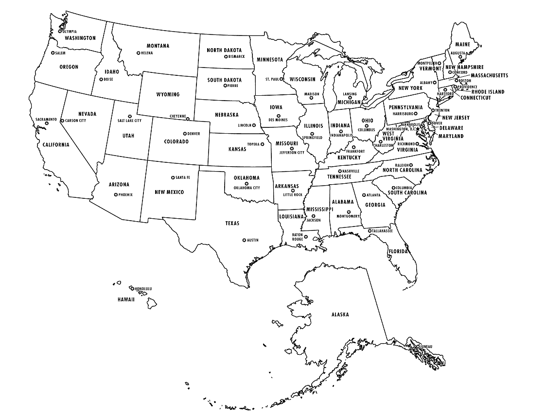 Please Use This Map To Learn All Of Your States And State Capitals