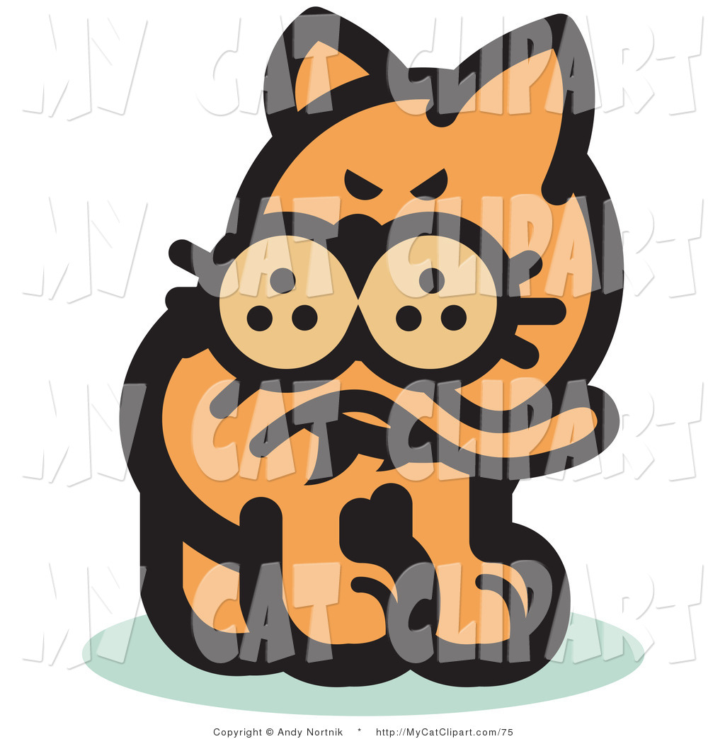 Preview  Clip Art Of An Orange Cat Biting His Tail To Ease A Flea Itch    